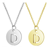 Stainless Steel Initial Pendant Necklace Alphabet Silver Gold Letter 16" A416