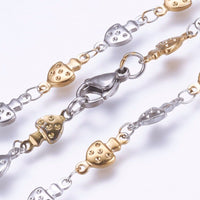 Stainless Steel Necklace Enamel Lobster Ion Plating Mushroom 17.5" 44.5cm Z640
