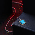 Platinum Plated Necklace Pendant Drop Kallaite Blue 19 Inch 1MM Lobster  B193