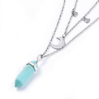 Malachite Bullet Pendant Necklace 316 Stainless Steel Lobster Clasp 16" Z509