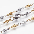 Stainless Steel Necklace Lobster Ion Plating  IP Star 17.3"~17.7" 44~45cm Z645