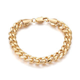 Stainless Steel Chain Bracelet Bayonet Gold 8-5/8inches(22cm) 10mm Z180