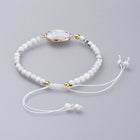 Adjustable Natural Labradorite Braided Bead Bracelets Brass Findings P509