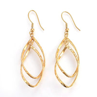 Stainless Steel Dangle Earrings Carved Gold Silver 65mm Pendant 46x19x4mm P155