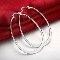 Sterling Silver Plated  Hoop Pierced Earrings 2.7" inch L1