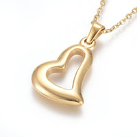 304 Stainless Steel Pendant Necklace Chain Lobster Heart Gold 17.5" 1.5mm  A244