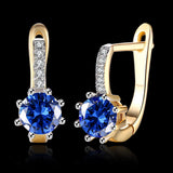 Yellow Gold Plated Earrings  Hoop Huggies AAA Zirconia  Latch Back Clasp L592