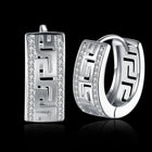Platinum Plated Earrings Hoop Huggies AAA Zirconia Latch Back Clasp L544