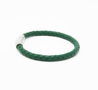 Unisex Men's Genuine Leather Stainless Steel Magnetic Clasp Bracelet Green