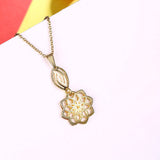 Yellow Gold Plated Necklace Pendant Flower Drop 19 Inches 1MM Lobster Clasp B302