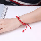 Glass Stone Beads Bracelet Adjustable Size 7MM  Lace Up Clasp L532