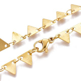 Stainless Steel Chain Necklaces Lobster Triangle Gold 16.49 inches 41.9cm Z556