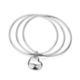 Unisex Sterling Silver Plated Yellow Gold Silver Plated Heart Bangle Charm Bracelet L68