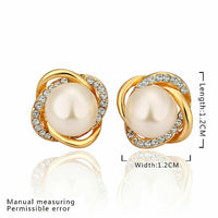 White Rose Gold Plated Pearl Zirconia Stud Earrings L69