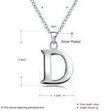 Sterling Silver Plated Necklace Women Pendant Initial Letter Alphabet B375