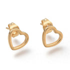 Stainless Steel Set Earring Pendant Necklace Heart Gold 20" P842