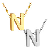 Stainless Steel Women's Unisex 18 Inch Necklace Pendant Letter Lobster Clasp S3