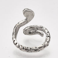 Alloy Cuff Finger Ring Snake Antique Silver Size 5 Adjustable 15.5mm P440