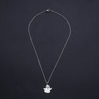 Halloween Stainless Steel Pendant Necklace Lobster Ghost Silver 15.7" 1.5mm P65