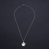 Halloween Stainless Steel Pendant Necklace Lobster Ghost Silver 15.7" 1.5mm P65