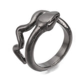 Alloy Cuff Finger Ring Snake Antique Silver Black Size 7 Adjustable 17mm P466