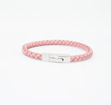 Unisex Men's Genuine Leather Stainless Steel Magnetic Clasp Bracelet Pink