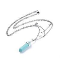 Malachite Bullet Pendant Necklace 316 Stainless Steel Lobster Clasp 16" Z509