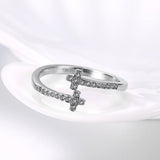 Rose Gold Platinum Plated Fashion Ring AAA Zirconia Cross Adjustable Size B307