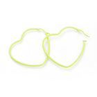 Stainless Steel Hoop Earrings Heart Purple Green Pink Yellow 1.5" To 2.2" P575