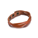 Leather Bracelet Beige  Orange Brown 8.5 Inches 13MM Push button L466