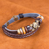 Leather Bracelet  Brown 8.5 Inches 20MM Push button  L442