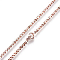 304 Stainless Steel Box Chain Necklaces Black Rose Gold Silver 23.62'' P386