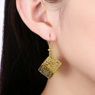 Yellow Gold Plated Earrings Drop Dangle Fish Hook Clasp L643