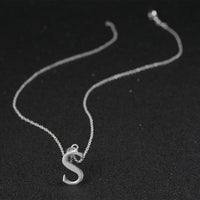 Sterling Silver Plated Necklace Women Pendant Initial Letter Alphabet B375