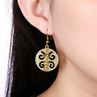 Yellow Gold Platinum Plated Earrings  Drop Dangle Fish Hook Clasp L646