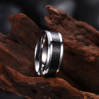 Stainless Steel Mens Band Carbon Fiber Silver Black Blue Ring B556
