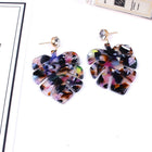 Resin Dangle Earrings Gold Tone Alloy Findings Rhinestone Leaf Colorful 2" P605
