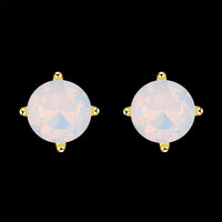 Yellow Gold Plated Earrings  Stud Opal  Push Back Clasp L479