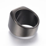 316 Stainless Steel Band Rings Men Wide Band Ring Rectangle Black Gold Z695