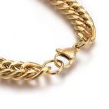 Stainless Steel Cuban Link Chain Bracelet Lobster Silver Gold 8.8" 13mm P240