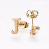 Stainless Steel Pendant 1.2" Earrings Necklace 17.7" Alphabet Letter Gold P813