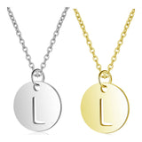 Stainless Steel Initial Pendant Necklace Alphabet Silver Gold Letter 16" A416