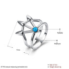 Platinum Black Gunmetal Plated Spikes Ring Womens Kallaite Stone Blue B503
