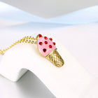 Yellow Gold Plated Necklace Women's Pendant Ice Cream AAA Zirconia Lobster B176