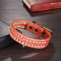 Leather Bracelet Handmade  10 Inches 15MM Belt buckle L479