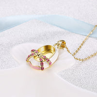 Yellow Gold Plated Necklace Pendant  AAA Zirconia  Lobster Clasp B178