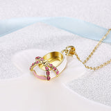 Yellow Gold Plated Necklace Pendant  AAA Zirconia  Lobster Clasp B178