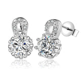 Sterling Silver Plated Earrings Butterfly Stud Zirconia  Push Back Clasp L691