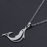 Stainless Steel Pendant Necklace Lobster Clasp Dolphin Silver 17.71" 1.5mm P94