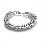 Stainless Steel Cuban Link Chain Bracelet Lobster Silver Gold 8.8" 13mm P240